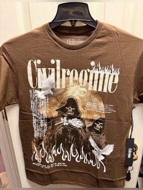 Civil Regime Graphic Tee Size Medium Streetwear Skull Flame Design BRAND NEW